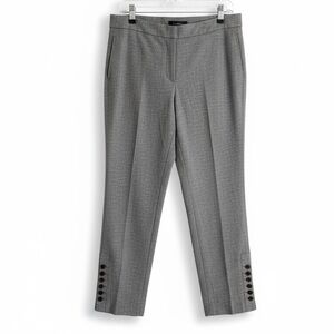 Talbots Women's Chatham Old Money Ankle Pants Button Hem Gray Tan Size 10